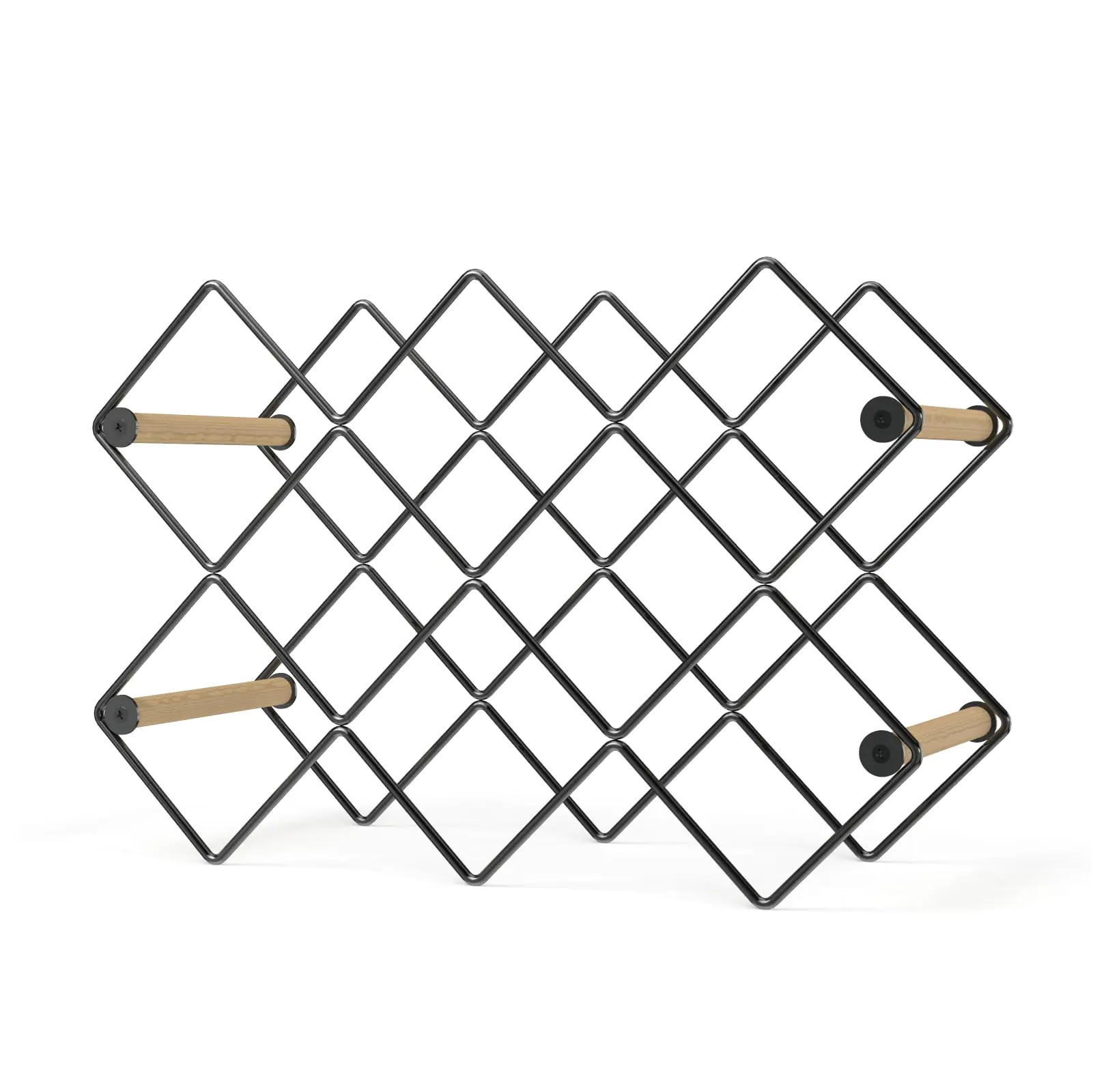 Mango Steam Modern Geometric 10-Bottle Wine Rack - Wood and Silver Finish (Wood Gun Metal Silver)
