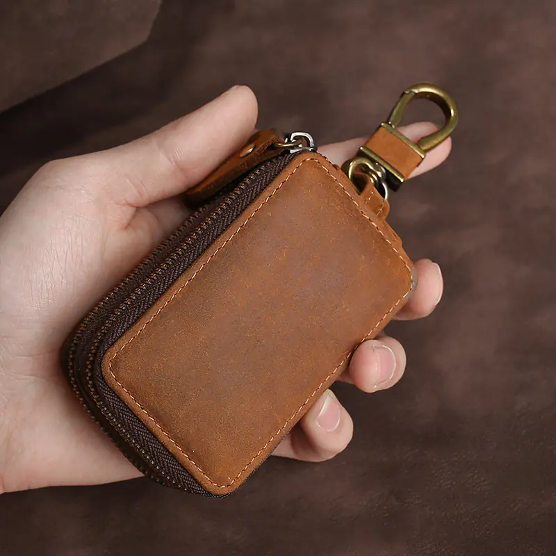 Crazy Horse Leather Zippered