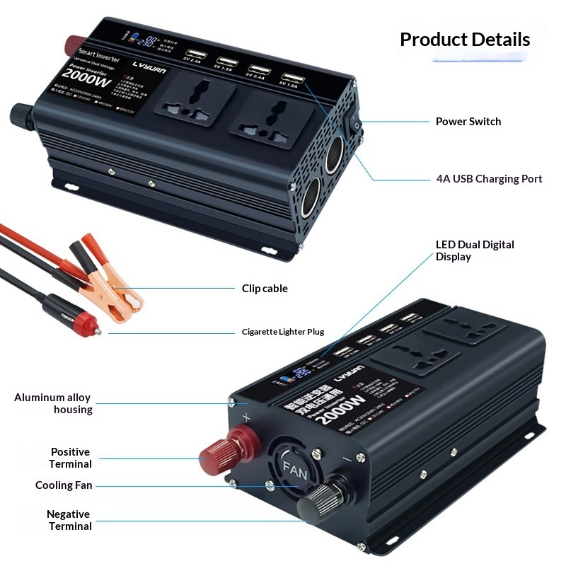 Dual Voltage Power Inverter — 12V/24V to 220V thumbnail 2