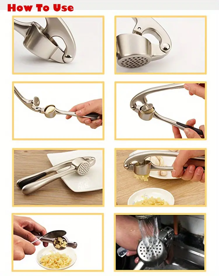 Zinc Alloy Garlic Masher Manual Kitchen Gadget (1pc)