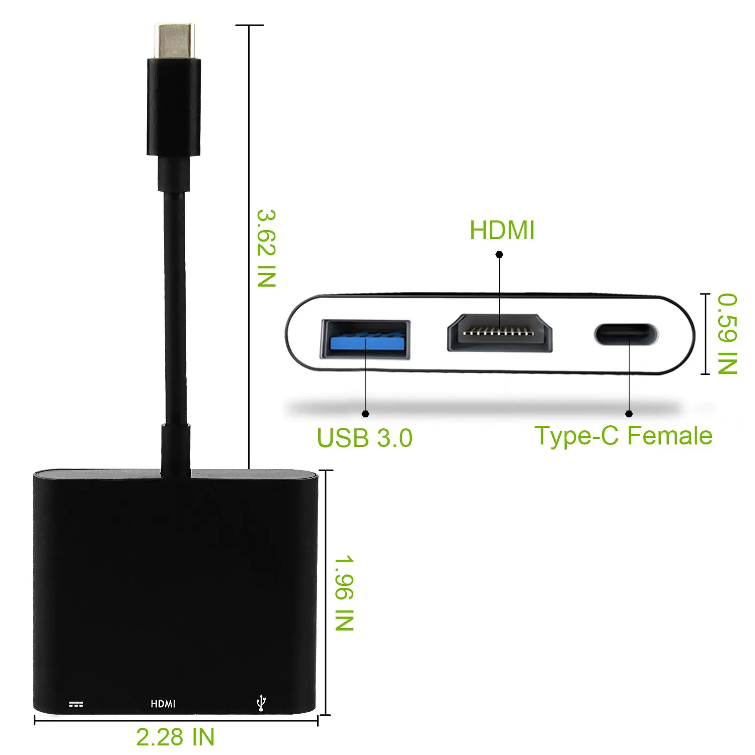 USB 3.1 Type-C to HDMI Adapter Cable with Hub thumbnail 4