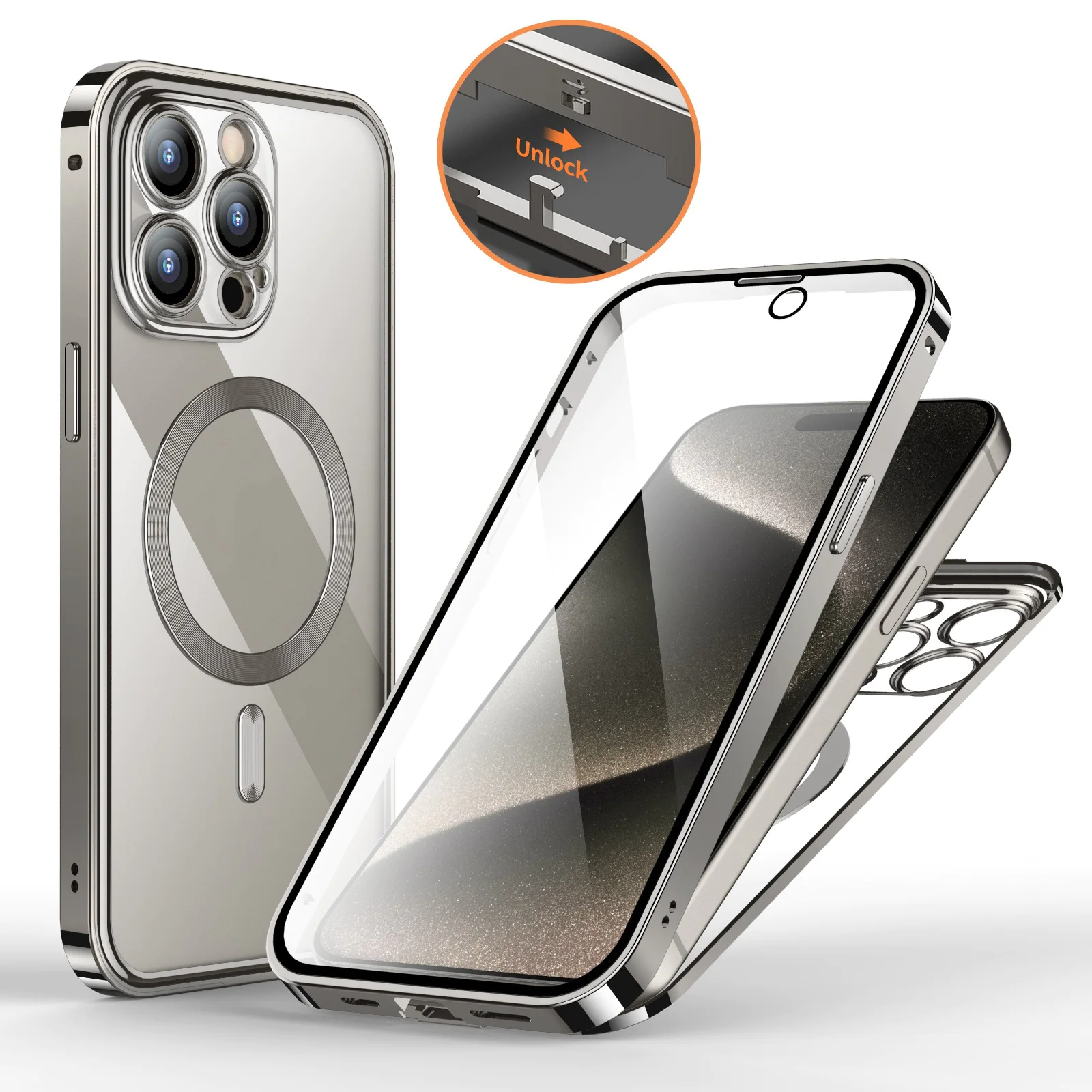 Magnetic Spring Fastener Phone Case with HD Clear Back thumbnail 4