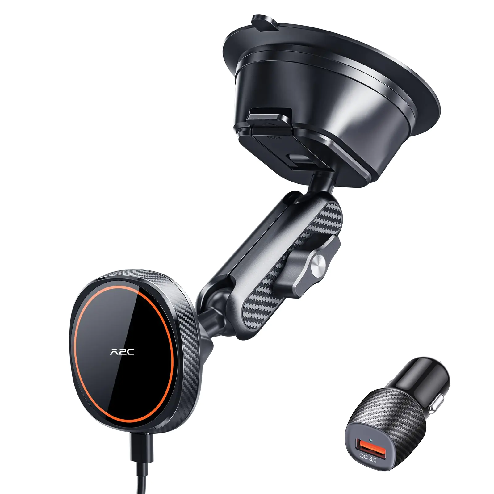 A2C for MagSafe Car Mount Charger Windshield Vacuum Suction Cup Magnetic Wireless Car Charger Mount Compatible with MagSafe Car Charger for iPhone 16/15/14/13/12 Series