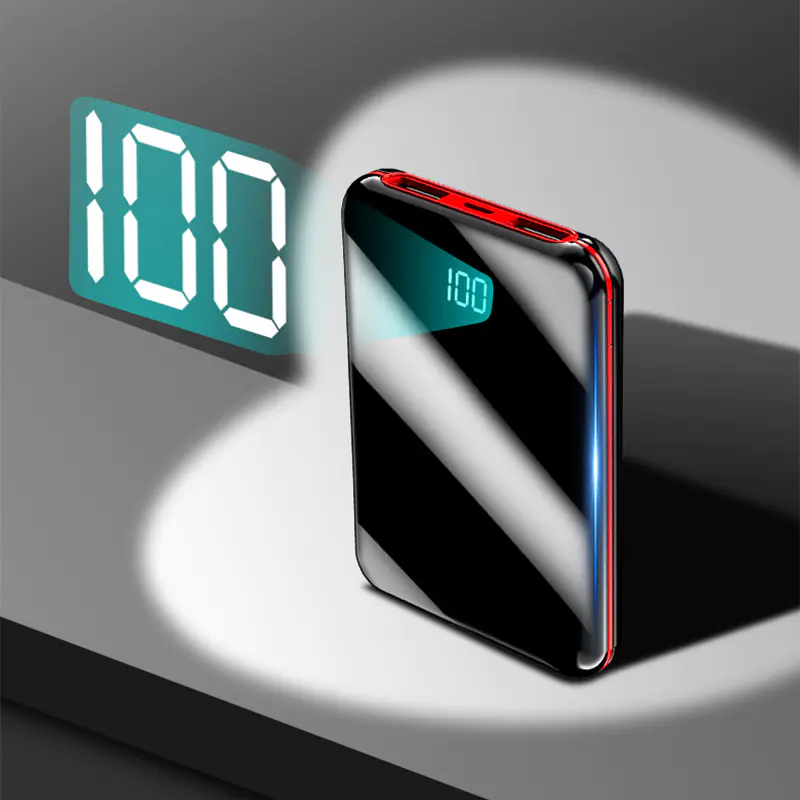 10000mAh Mini Mirror Power Bank with Digital Display