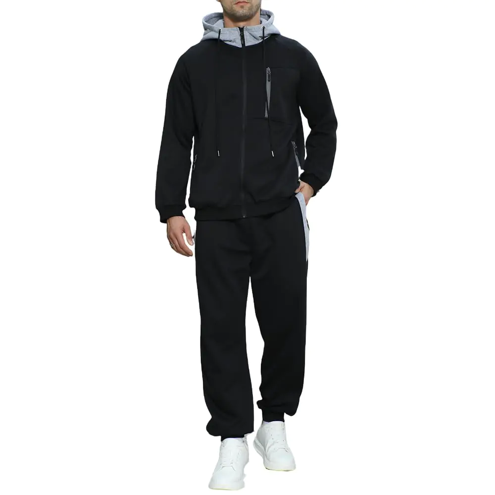 Yuyanrocks Men's 2-Piece Sweatsuit Set Full Zip Hoodie & Joggers with Pockets