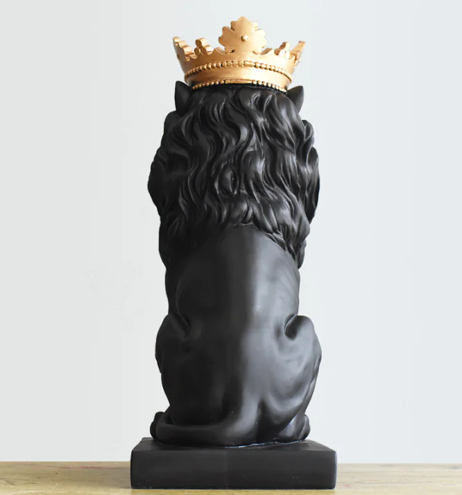 Crown Lion Resin Sculpture