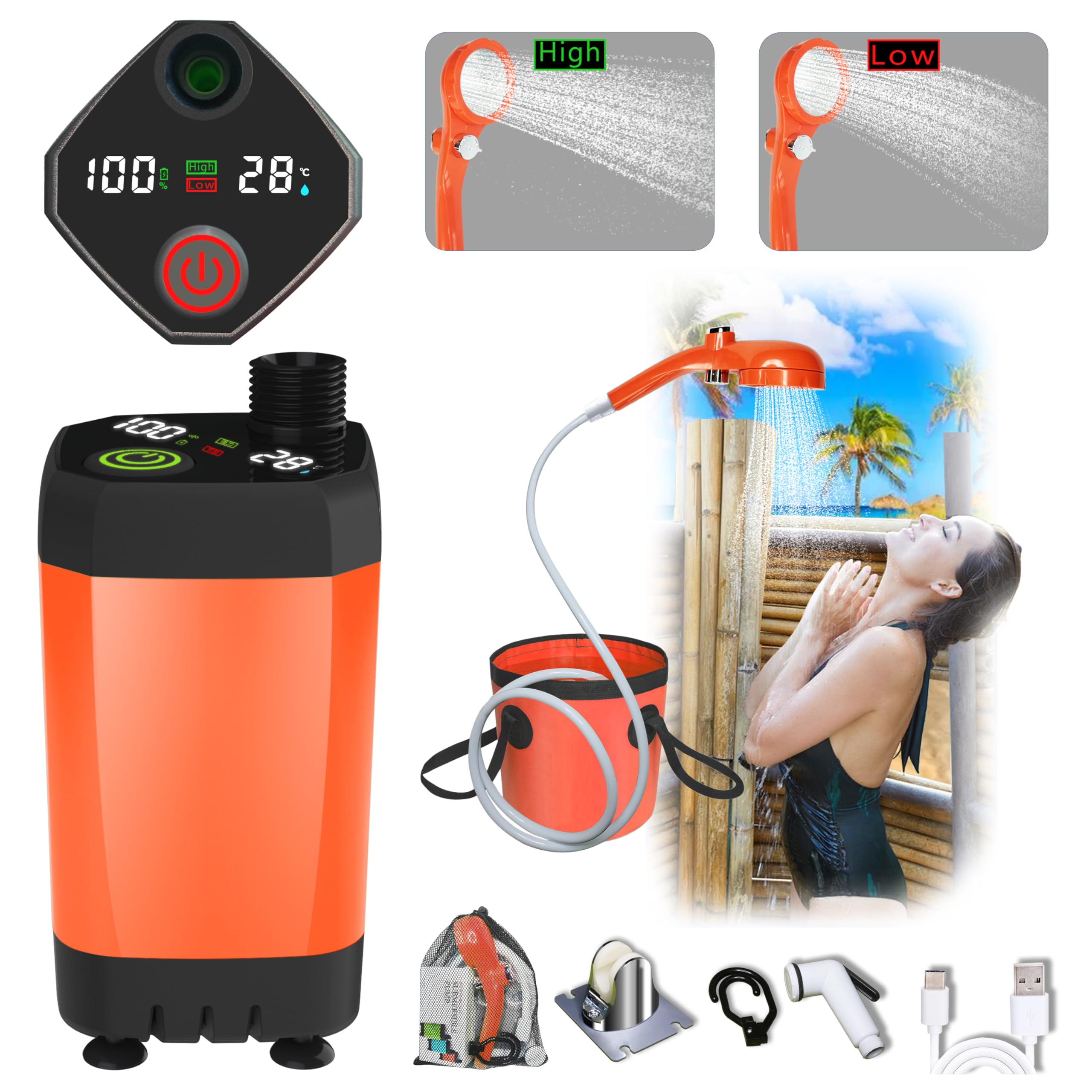 Rechargeable Portable Camping Shower Kit