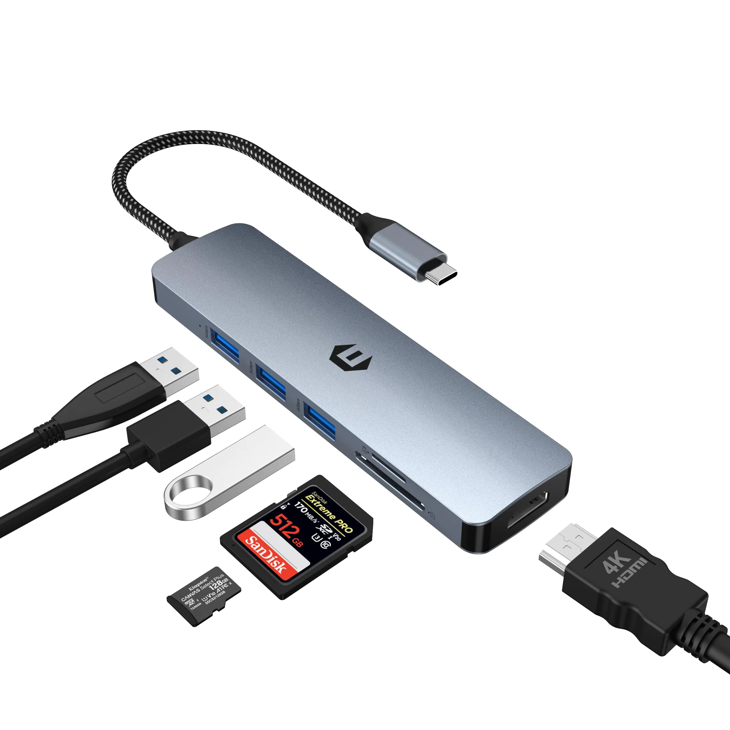 Tymyp USB C Hub 6 in 1 USB C to USB Adapter USB C Multiport Dongle