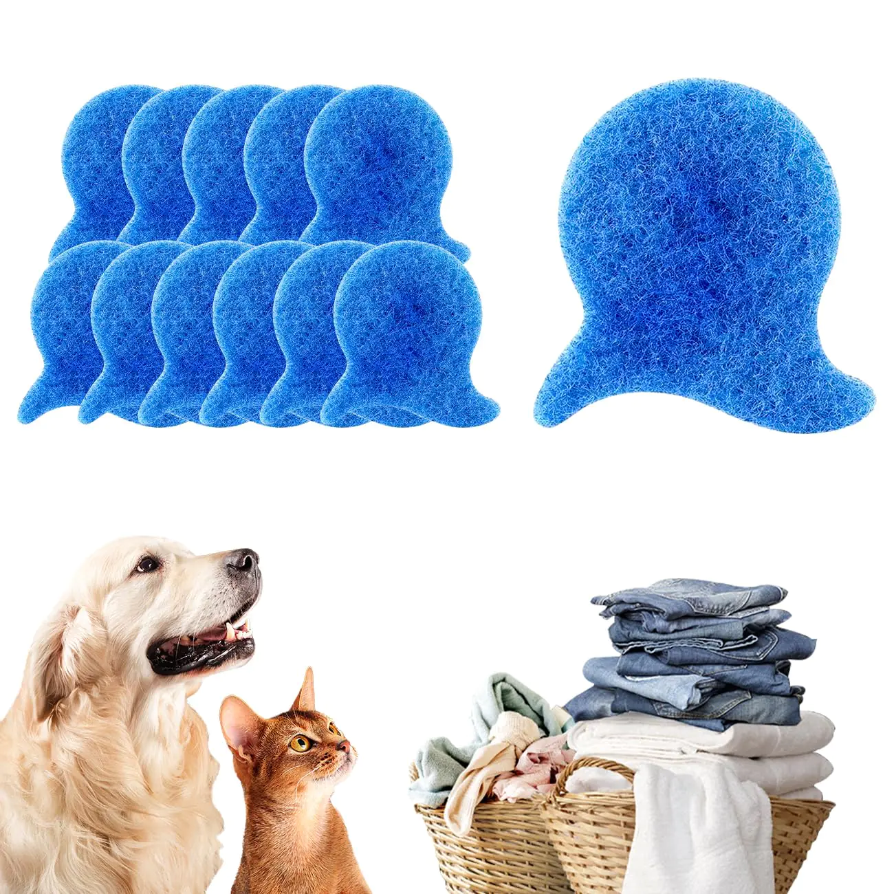 Pet Hair Remover for Laundry Reusable Hair Remover Dryer Sheets Pet Hair Remover Lint Catcher for Washing Machine (12)