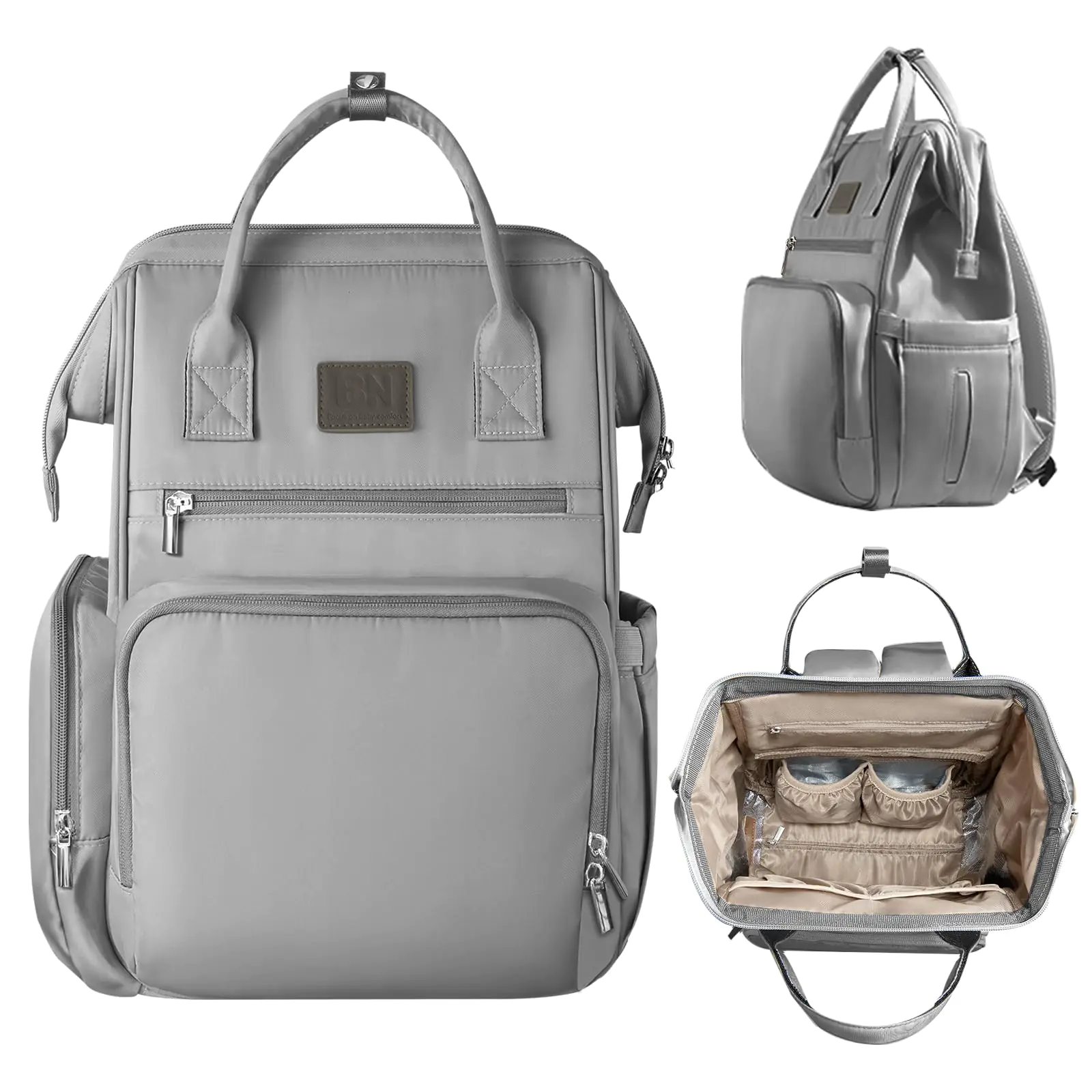 BN Diaper bag Baby bag for momBaby diaper bag backpack for womenBaby diaper bag Diaper bags (Grey 30.5 Liters)