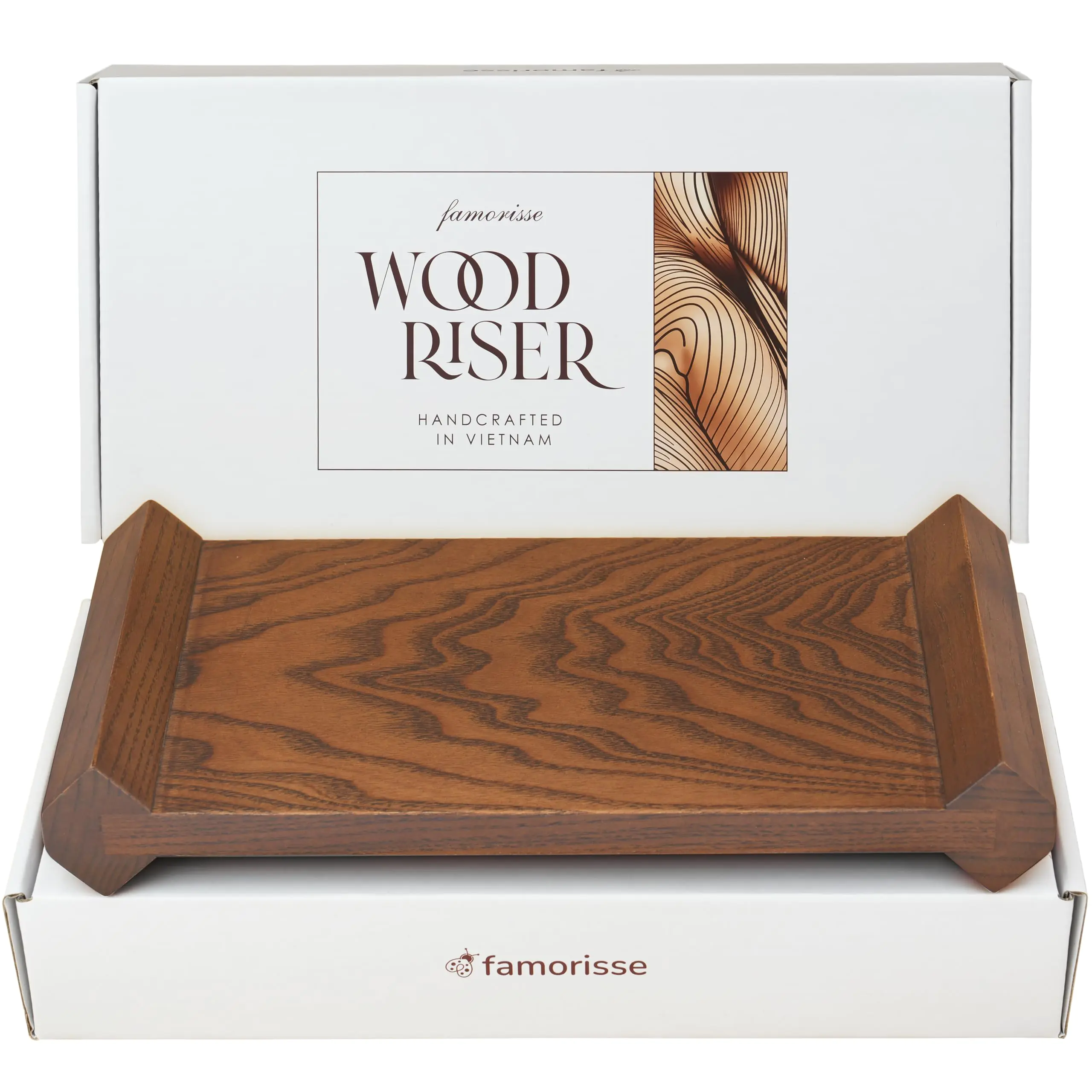 Small Brown Wood Riser for Home Decor Kitchen Sink Counter Organizer