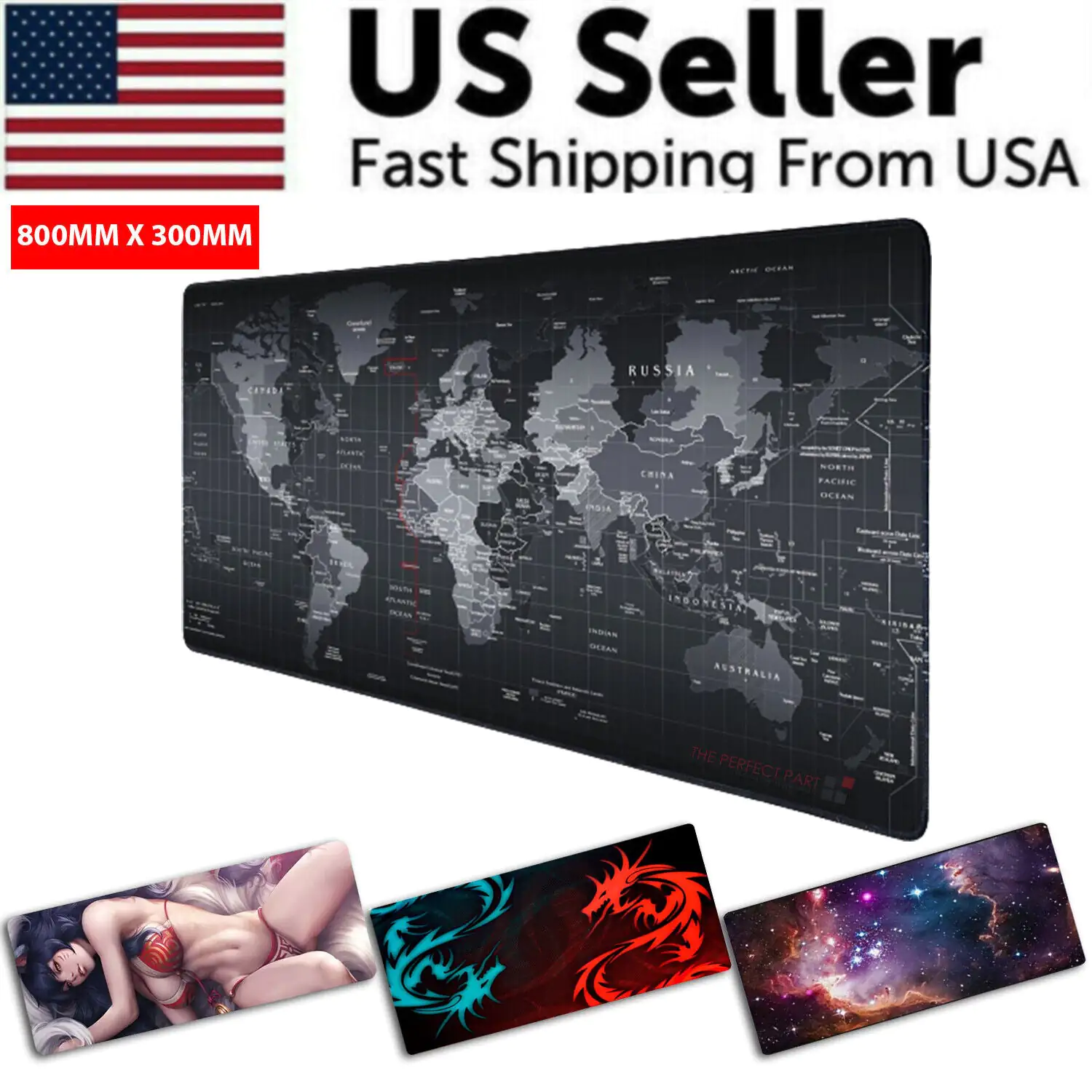 Extended Gaming Mouse Pad and Desk Mat, 800 x 300 mm — view 1