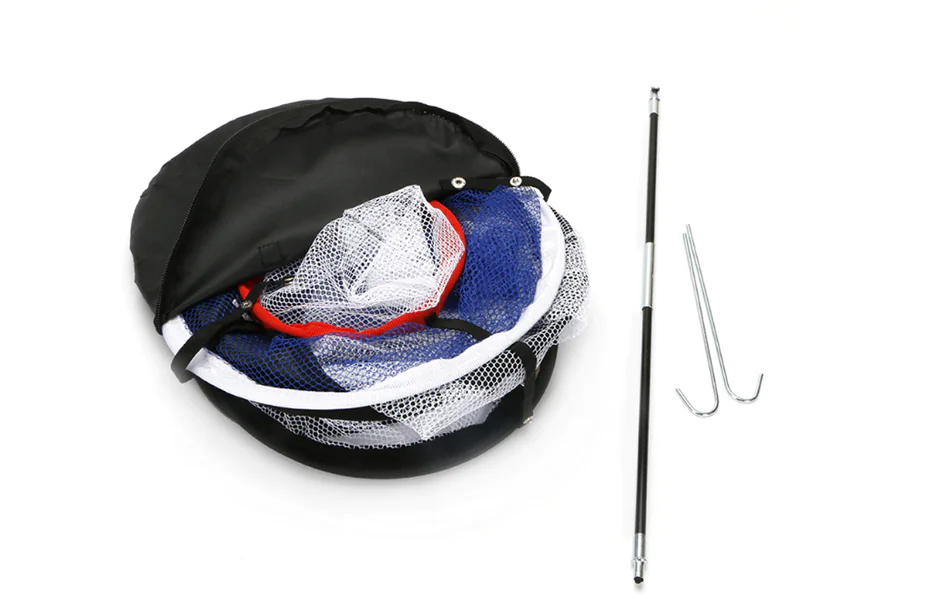 Golf chipping net shown for practice