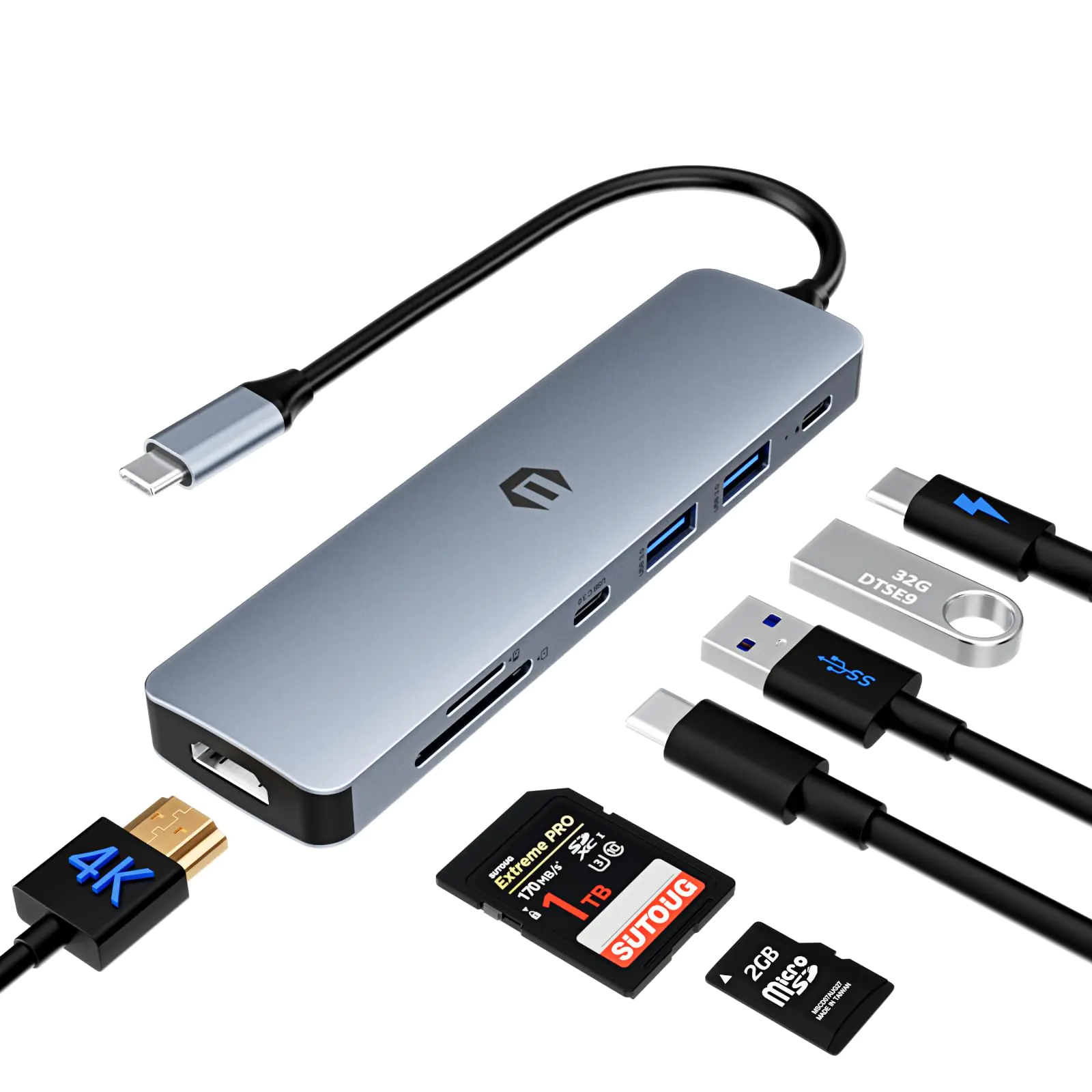 USB C Hub TOTU 7-in-1 USB C Hub Expand Your Laptops Capabilities with