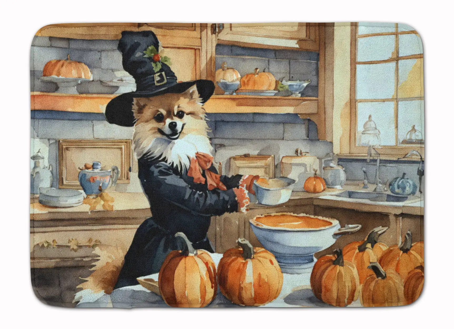 Pomeranian Fall Kitchen Pumpkins Memory Foam Kitchen Mat
