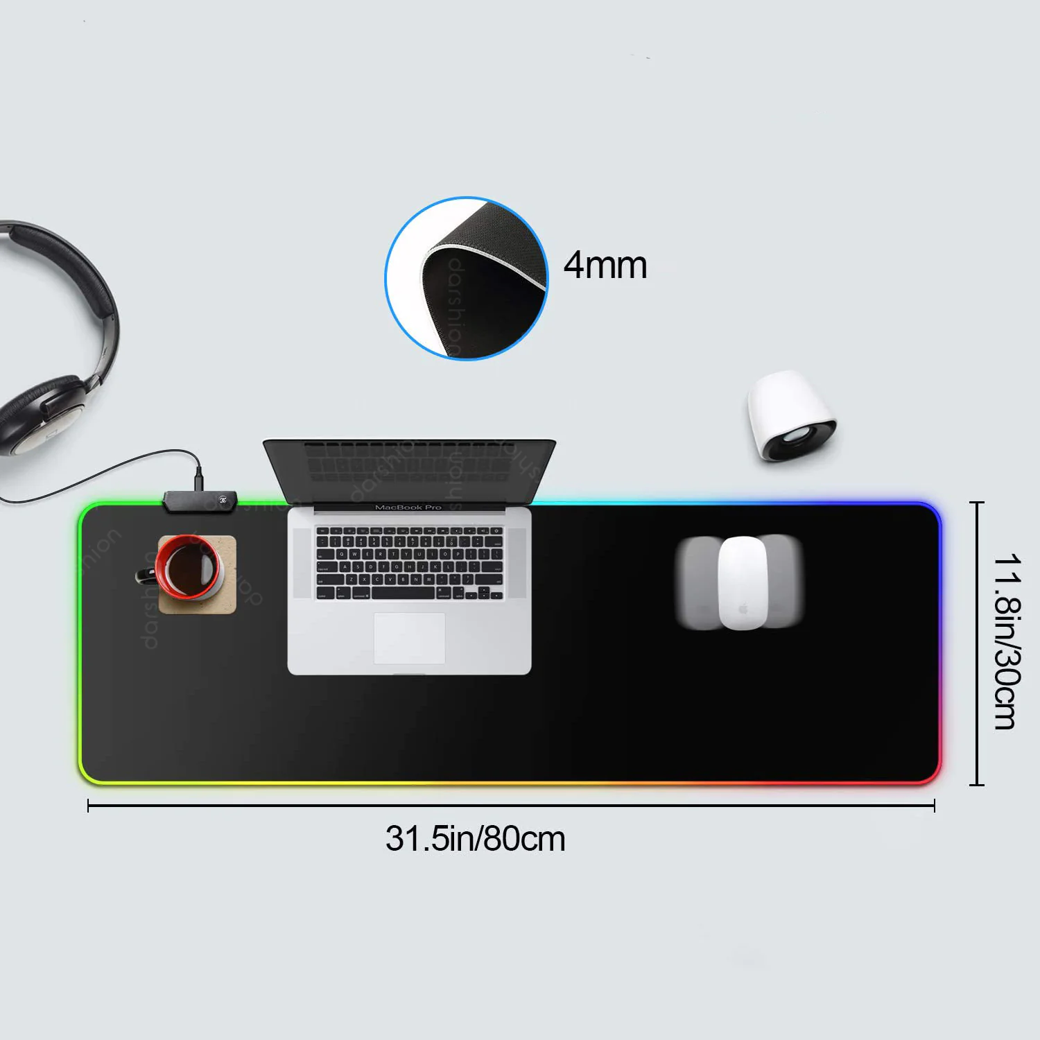 Luminous RGB Mouse Pad - Symphony LED Gaming Rubber Desk Mat thumbnail 5