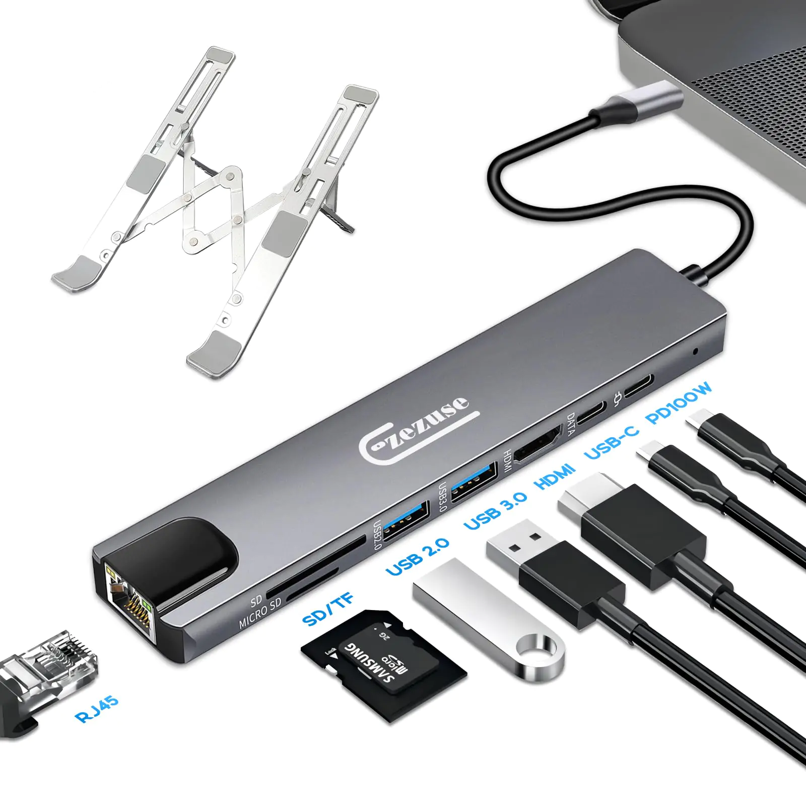 USB C Docking Station with Laptop Stand8 in 1 USB C Hub with 4K 30Hz