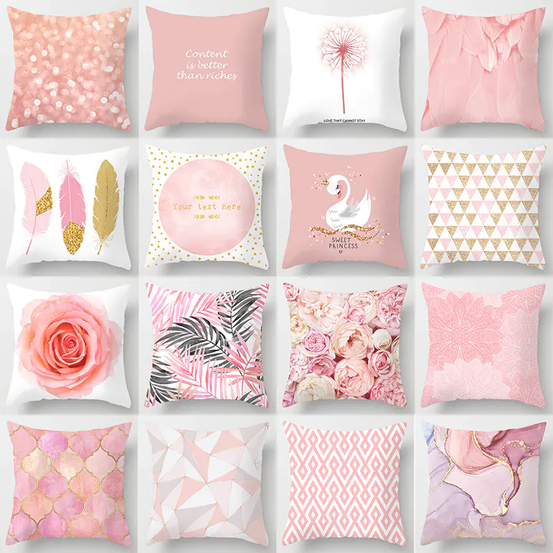 Ins Pink Feather Pillow