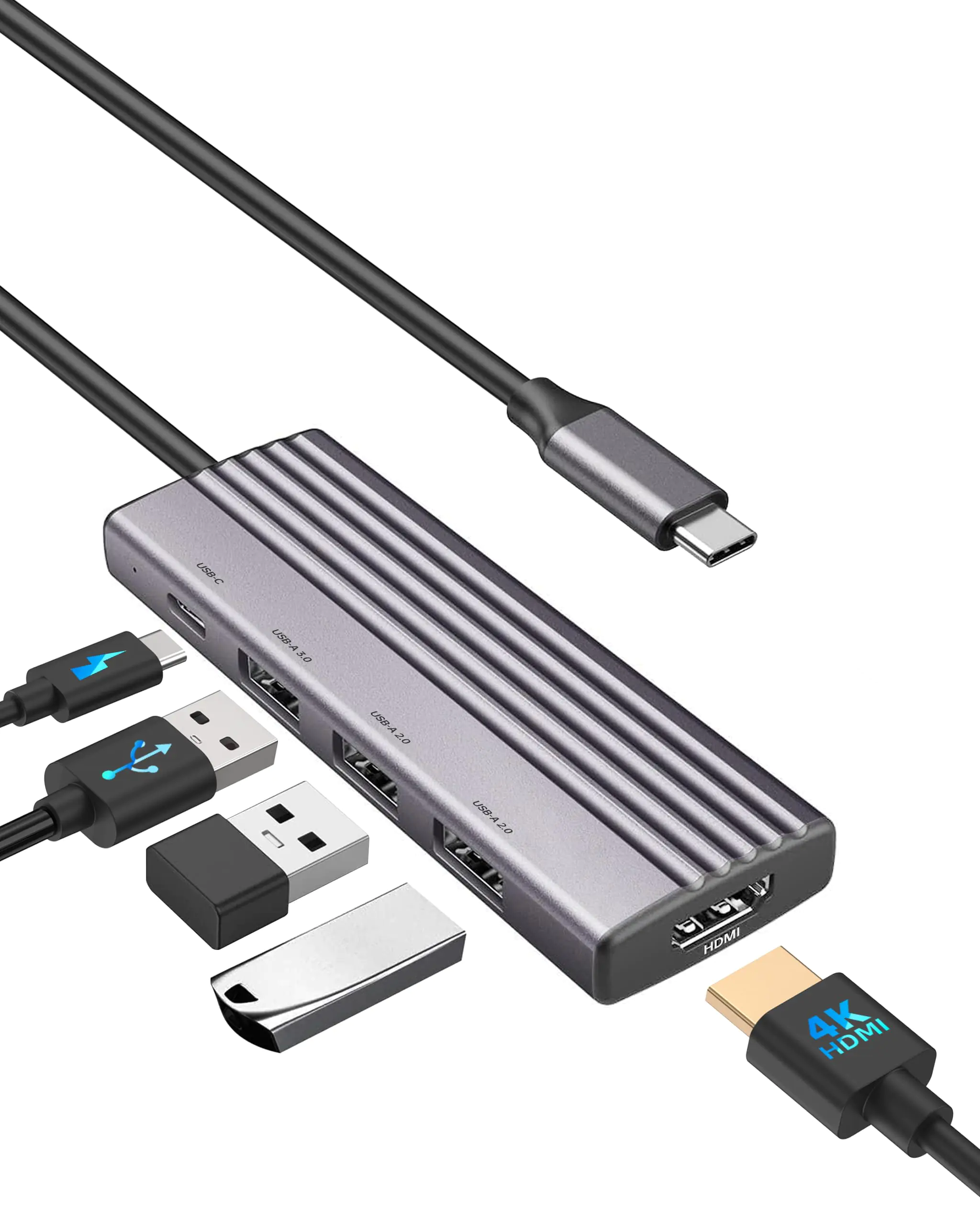 USB C Docking Station 4K@60Hz HDMI Monitor USB C Hub with 4USB-A 3.0