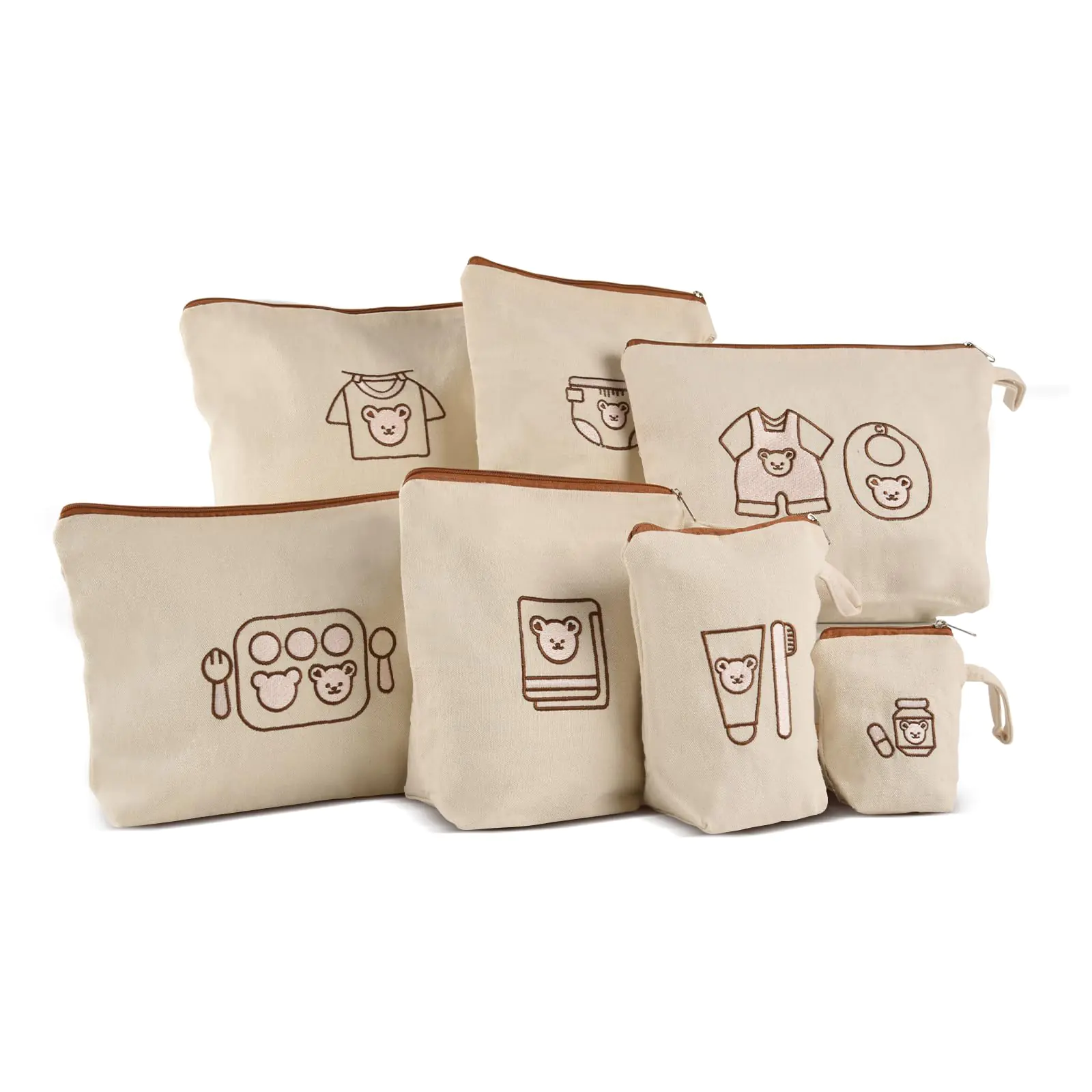 Mini Nomad 7PCs Diaper Bag Organizer Pouches for Baby Kids Travel Essential Storage Large Waterproof and Zipped Baby Packing Cubes