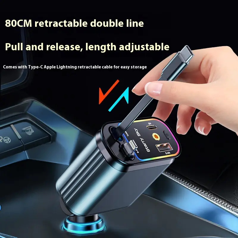 120W Flexible Wire Car Charger for Type-C & Apple Devices thumbnail 4
